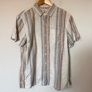American Eagle Striped Button-Up Resort Shirt Men’s M Cotton Short Sleeve